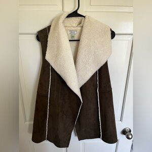 Brown and White Sherpa Vest